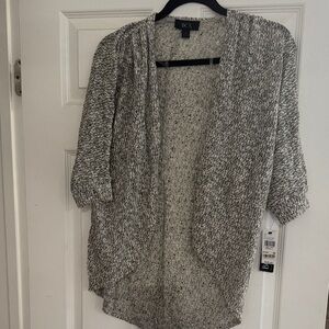 BCX Marled Gray Open-Front Short-Sleeve Cardigan